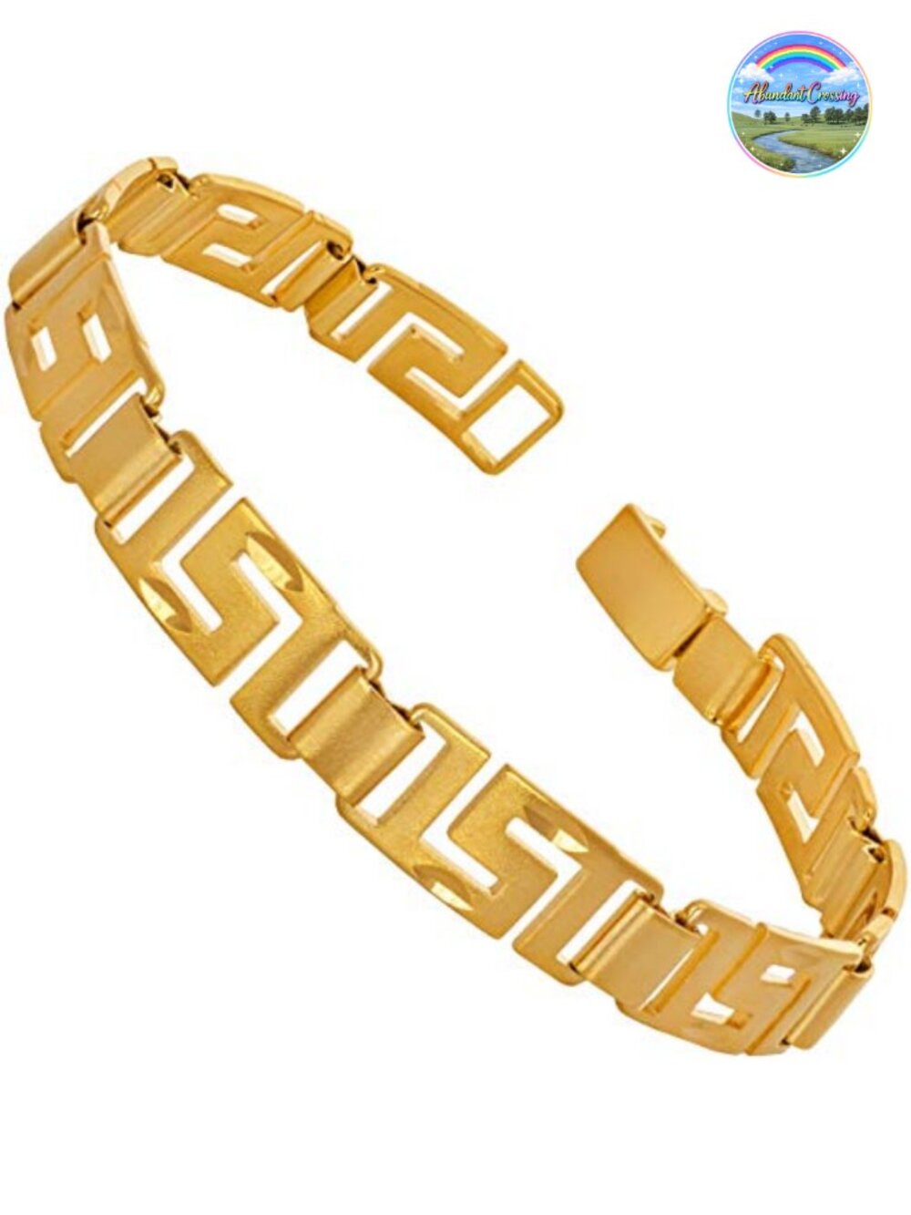 Greek Key Link Bracelet 24k Gold Plated Unisex Chain